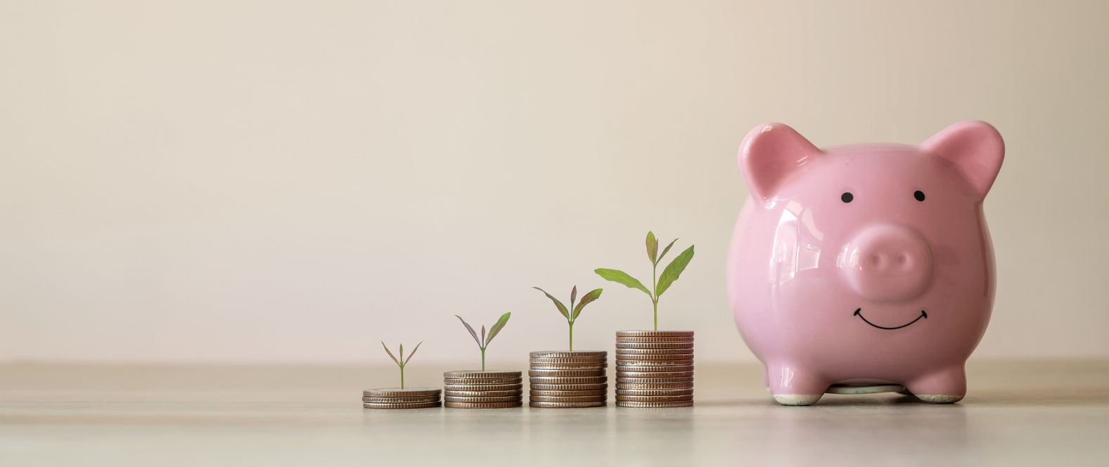 Showing financial developments and business growth with a growing tree on a coin.